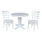 International Concepts 36 in. Solid Wood Round Extension Dining Table with 2 Dining Chairs in White K08-36RXT-23B-C617-2 - alternate 1